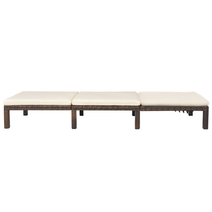 Lettino Prendisole con Cuscino in Polyrattan Marrone - homemem39