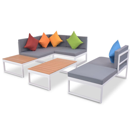Set Divani da Giardino 4 pz con Cuscini in Alluminio e WPC | homemem39