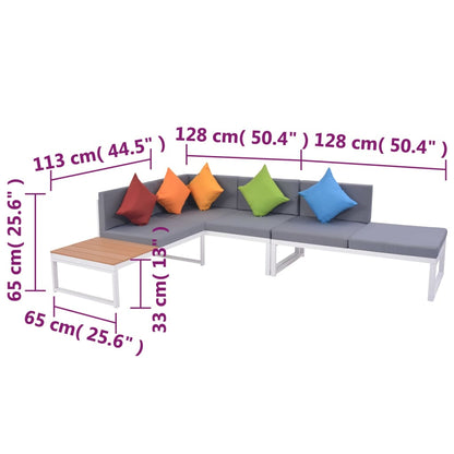 Set Divani da Giardino 4 pz con Cuscini in Alluminio e WPC | homemem39