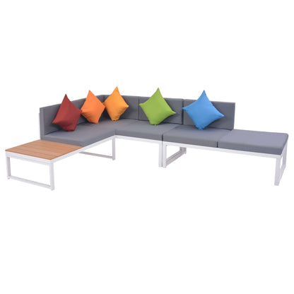 Set Divani da Giardino 5 pz con Cuscini in Alluminio e WPC | homemem39