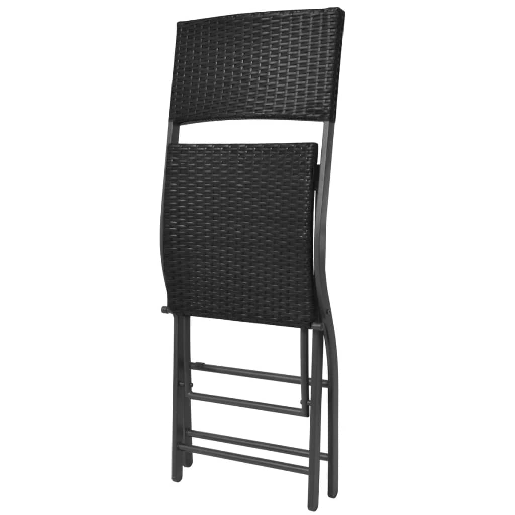 Set da Giardino 7 pz Pieghevole in Acciaio e Polyrattan Nero - homemem39