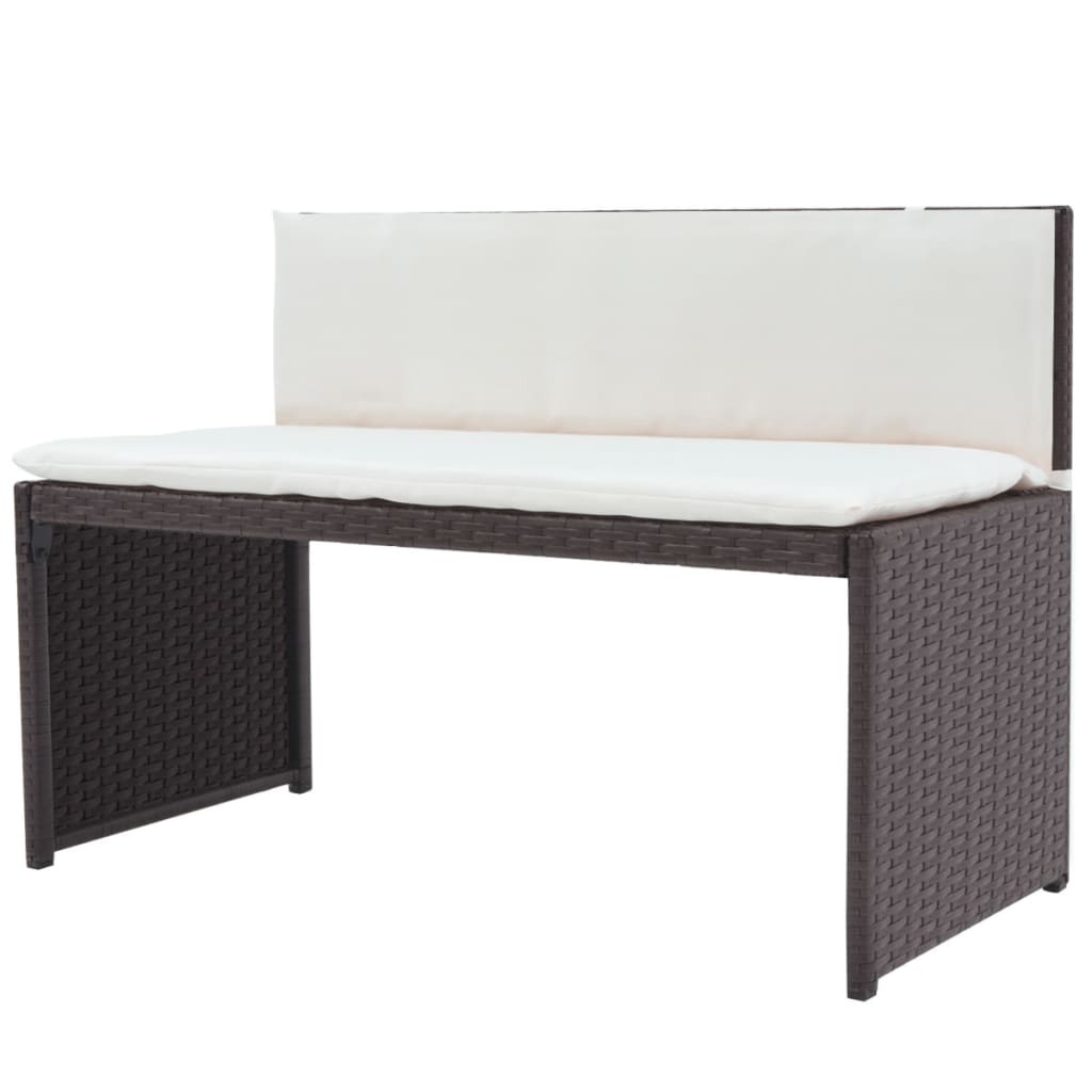 Set da Giardino 5 pz Pieghevole in Acciaio e Polyrattan Marrone | homemem39