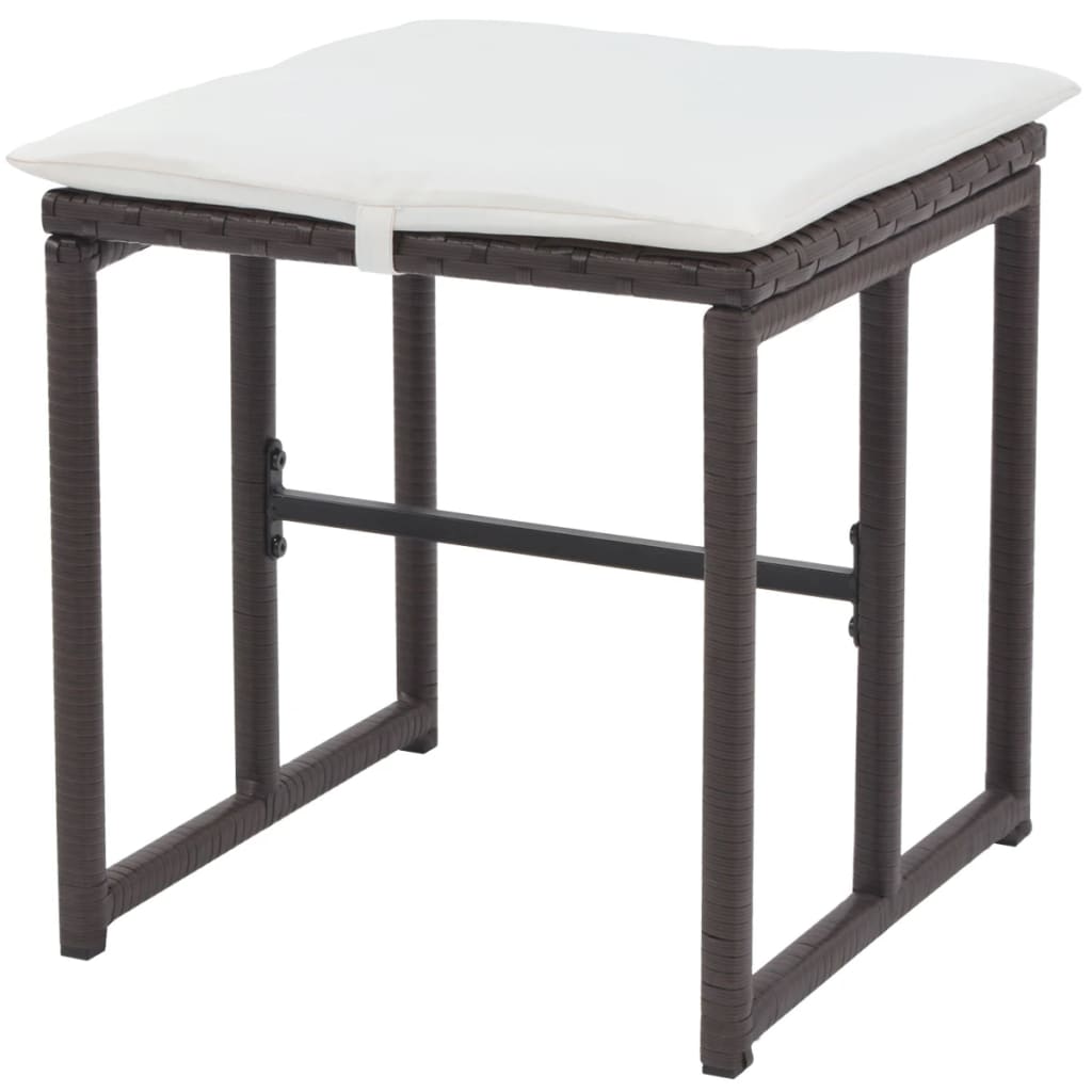 Set da Giardino 5 pz Pieghevole in Acciaio e Polyrattan Marrone | homemem39
