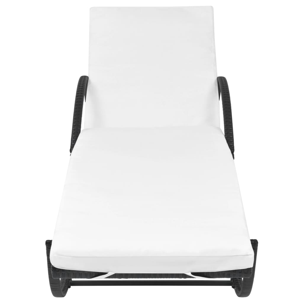 Lettino Prendisole con Cuscino in Polyrattan Nero | homemem39