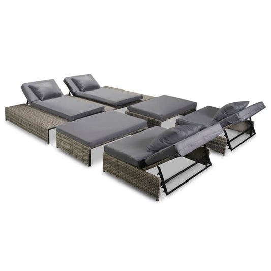Set Divani da Giardino 5 pz con Cuscini in Polyrattan Grigio | homemem39