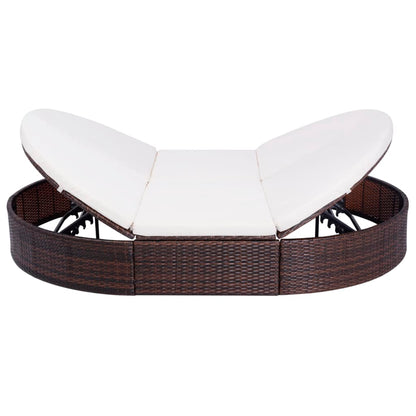 Lettino Prendisole con Cuscino in Polyrattan Marrone | homemem39