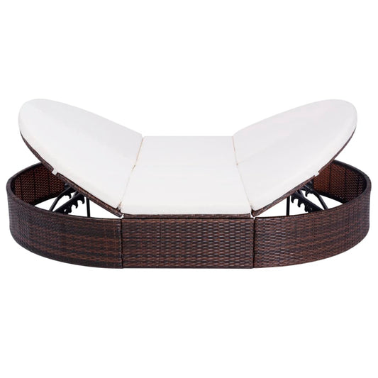 Lettino Prendisole con Cuscino in Polyrattan Marrone | homemem39