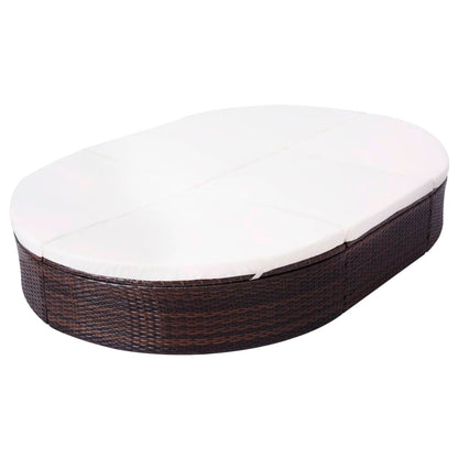 Lettino Prendisole con Cuscino in Polyrattan Marrone | homemem39