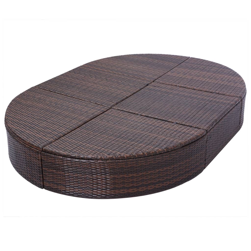Lettino Prendisole con Cuscino in Polyrattan Marrone | homemem39