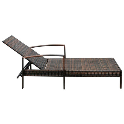 Lettino Prendisole con Cuscino in Polyrattan Marrone | homemem39