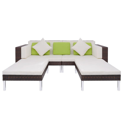 Set Divani da Giardino 4 pz con Cuscini in Polyrattan Marrone - homemem39