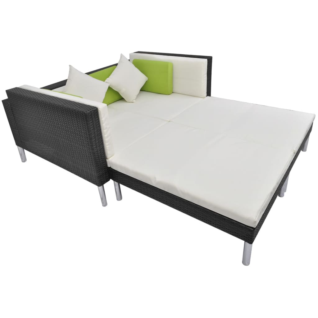 Set Divani da Giardino 4 pz con Cuscini in Polyrattan Nero | homemem39