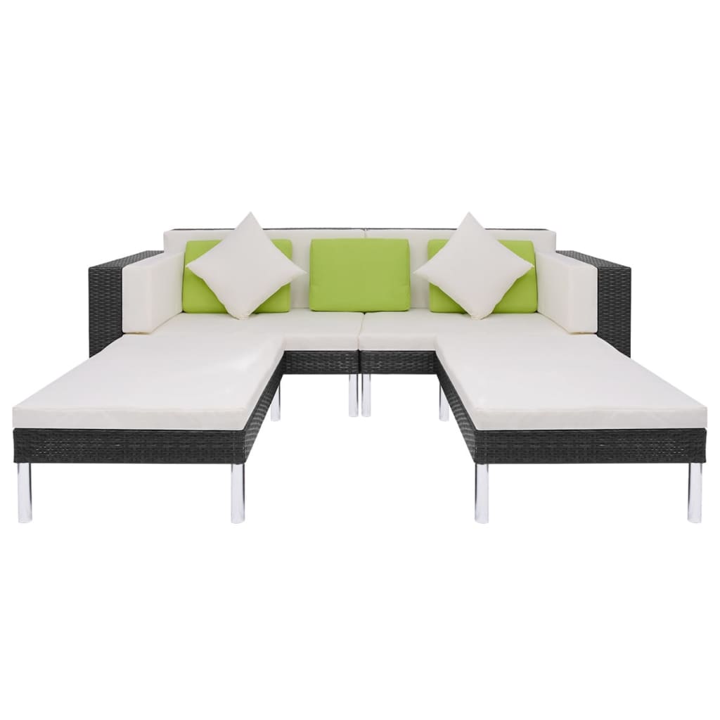 Set Divani da Giardino 4 pz con Cuscini in Polyrattan Nero | homemem39