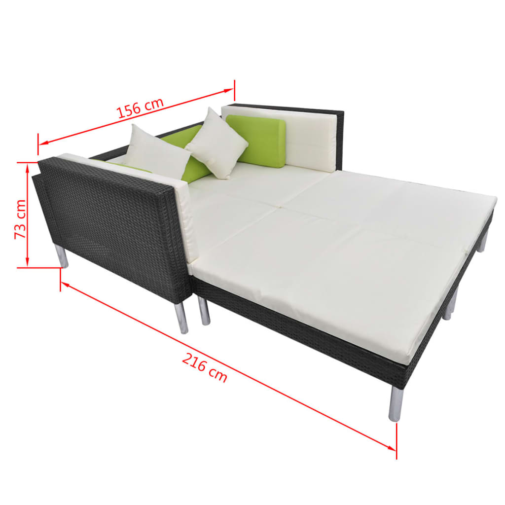 Set Divani da Giardino 4 pz con Cuscini in Polyrattan Nero | homemem39