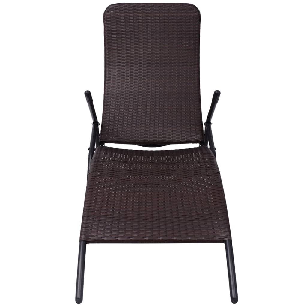 Lettino Prendisole Pieghevole in Polyrattan Marrone - homemem39