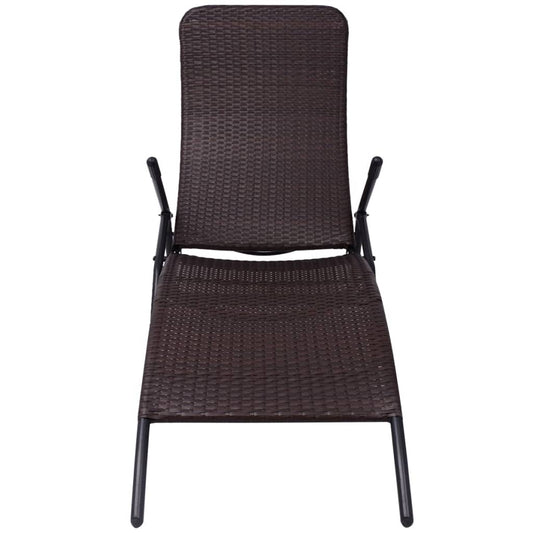 Lettino Prendisole Pieghevole in Polyrattan Marrone - homemem39