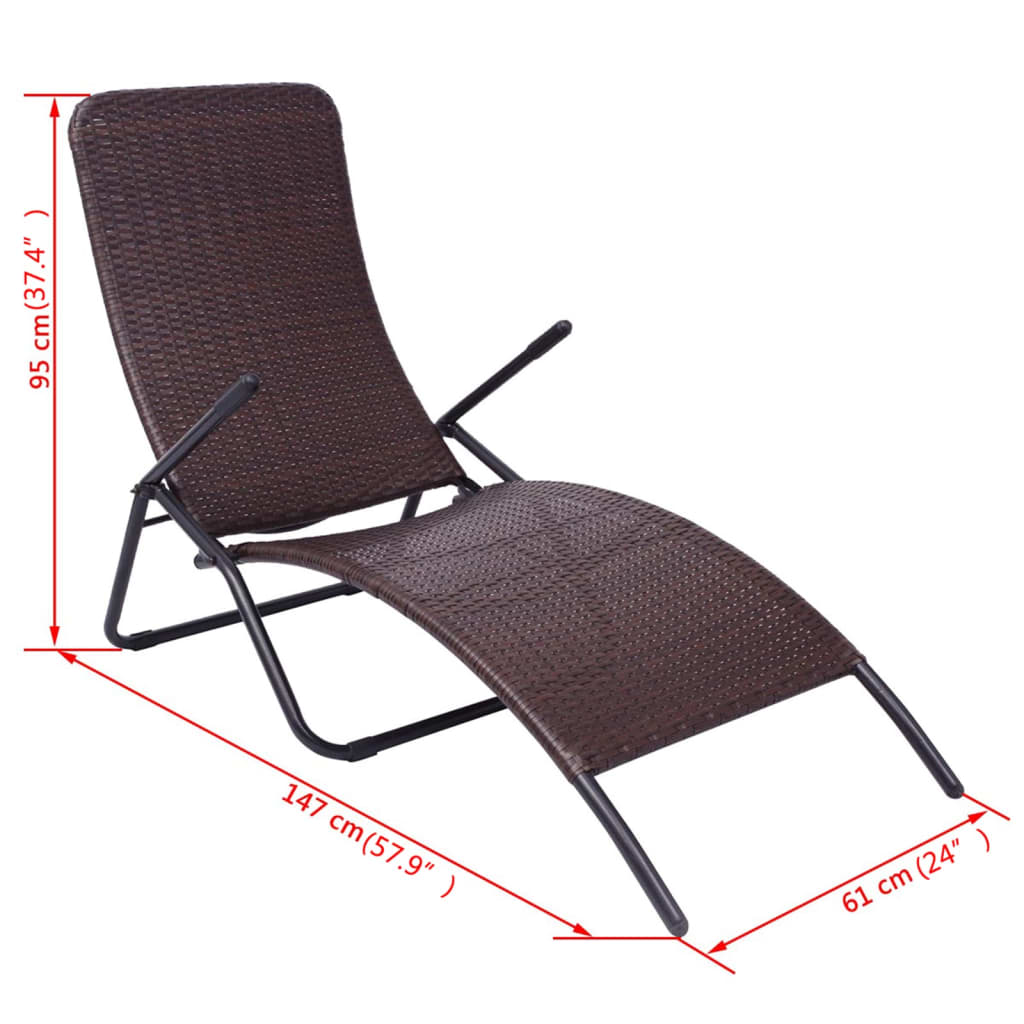 Lettino Prendisole Pieghevole in Polyrattan Marrone - homemem39