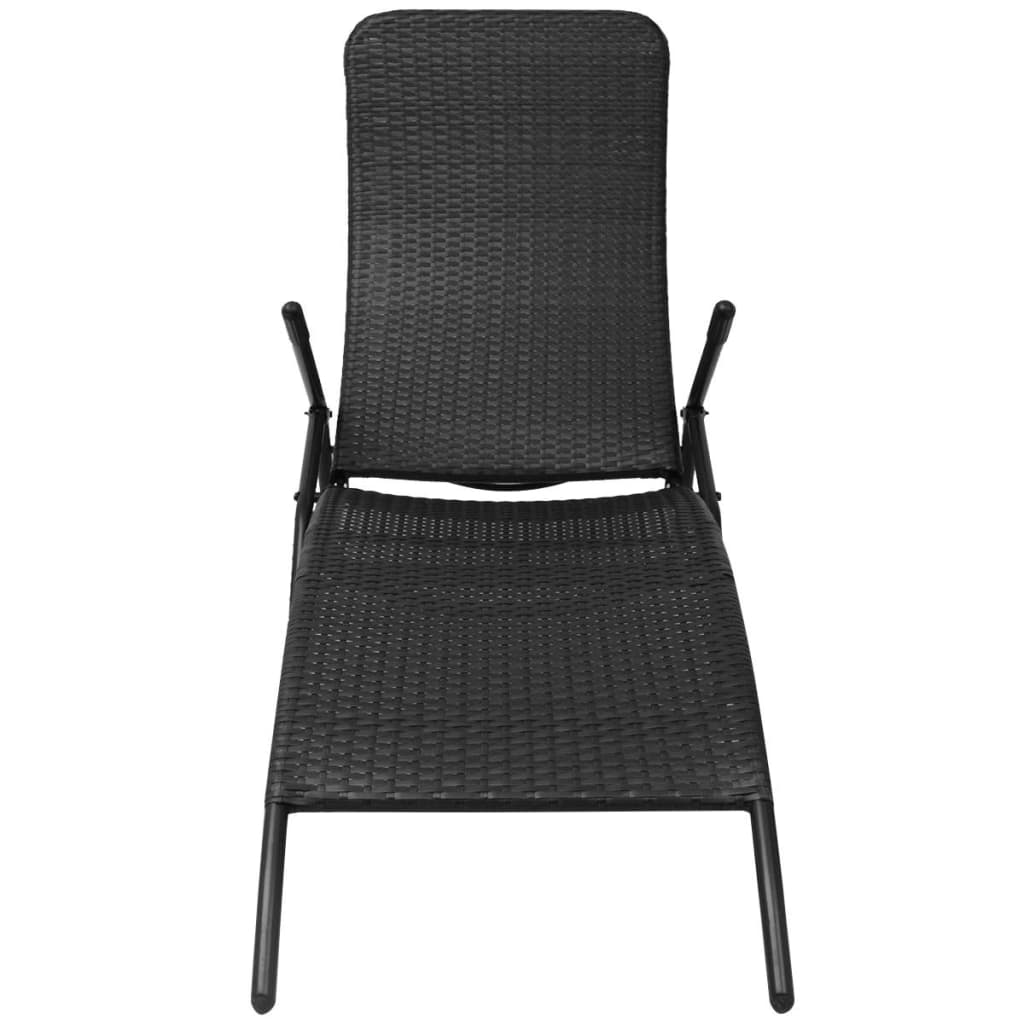 Lettino Prendisole Pieghevole in Polyrattan Nero - homemem39