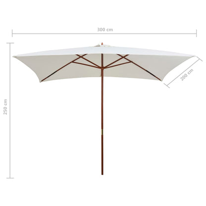 Ombrellone 200x300 cm Palo in Legno Bianco Crema | homemem39
