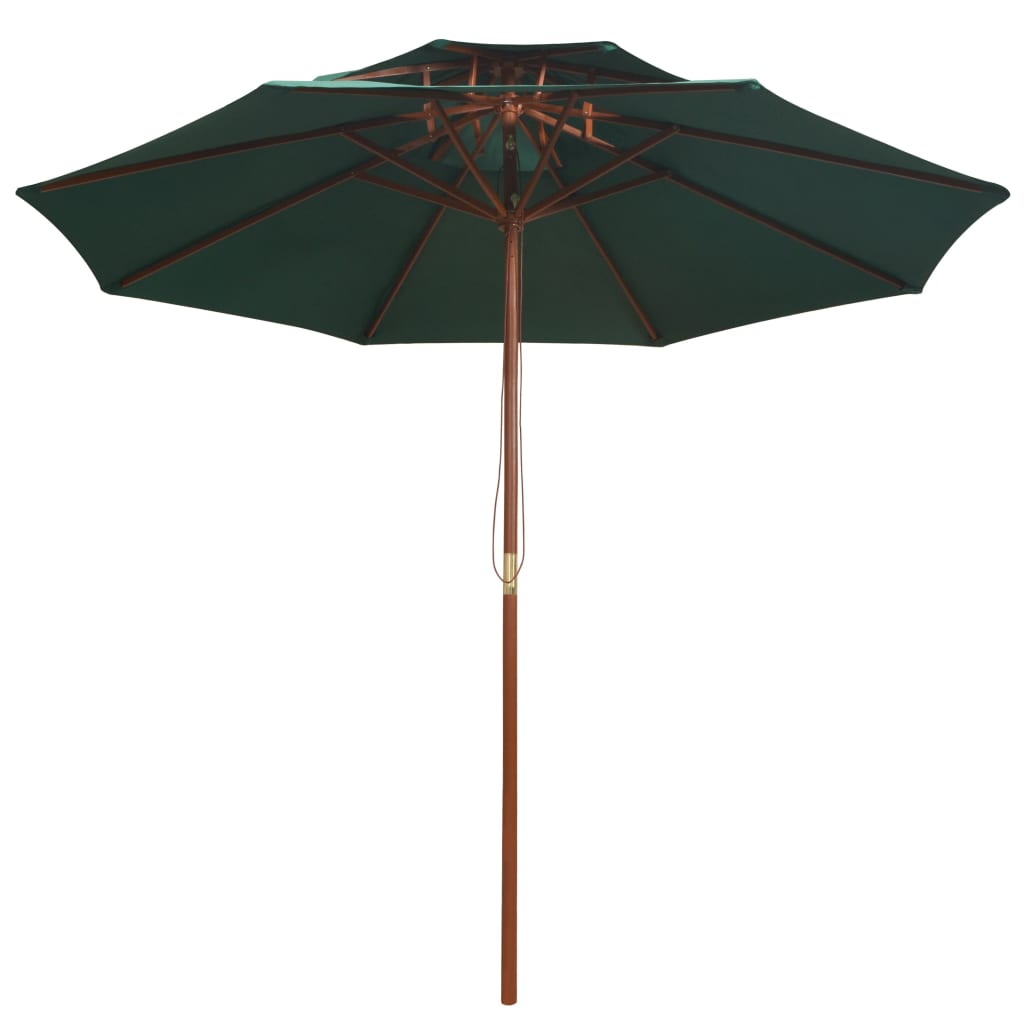 Ombrellone a 2 Livelli 270x270 cm con Palo in Legno Verde - homemem39