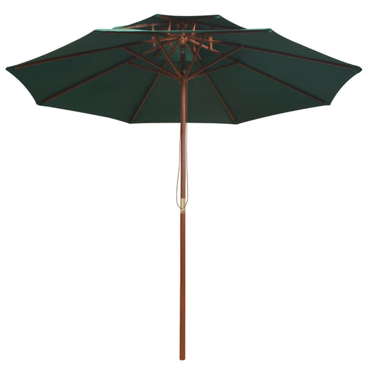 Ombrellone a 2 Livelli 270x270 cm con Palo in Legno Verde - homemem39