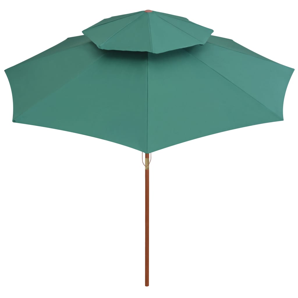 Ombrellone a 2 Livelli 270x270 cm con Palo in Legno Verde | homemem39