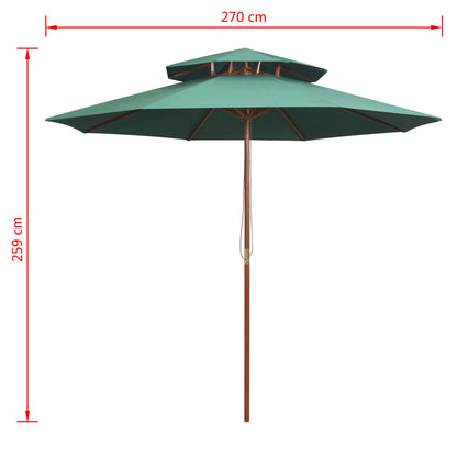 Ombrellone a 2 Livelli 270x270 cm con Palo in Legno Verde | homemem39