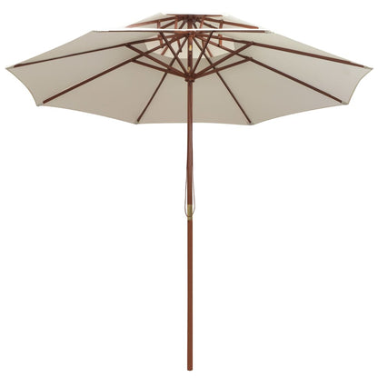 Ombrellone 2 Livelli 270x270 cm con Palo in Legno Bianco Crema - homemem39