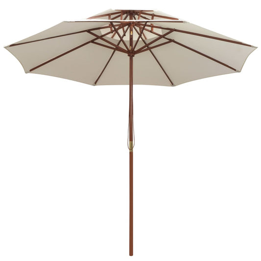 Ombrellone 2 Livelli 270x270 cm con Palo in Legno Bianco Crema - homemem39