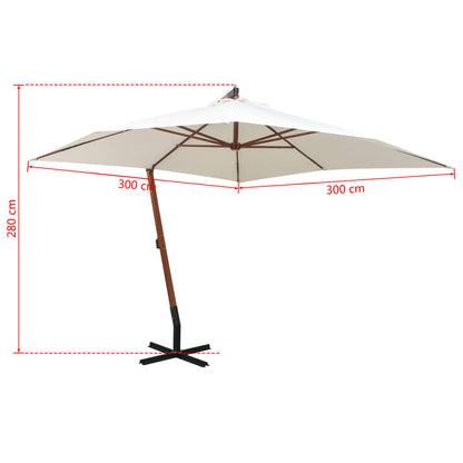 Ombrellone Pensile 300x300 cm Palo in Legno Bianco - homemem39