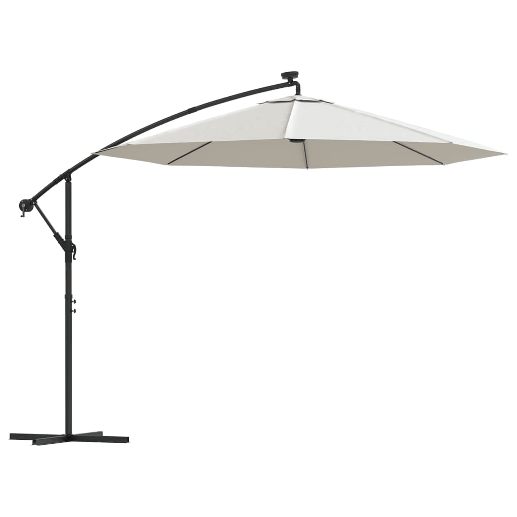 Ombrellone Pensile con Luci LED 300 cm Sabbia Palo in Metallo | homemem39