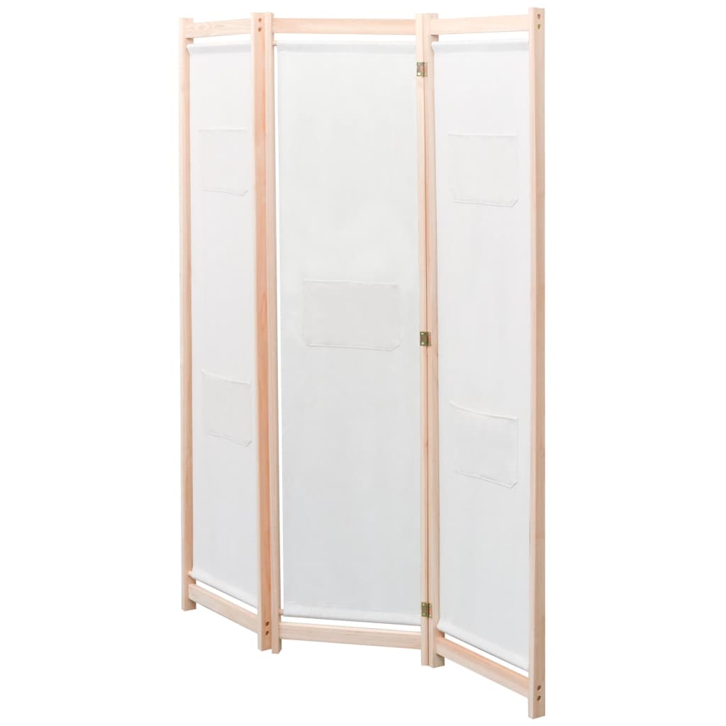 Paravento a 3 Pannelli Crema 120x170x4 cm in Tessuto - homemem39