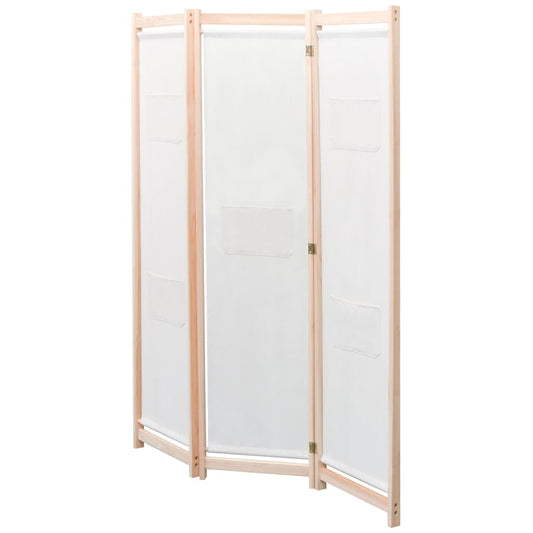 Paravento a 3 Pannelli Crema 120x170x4 cm in Tessuto - homemem39