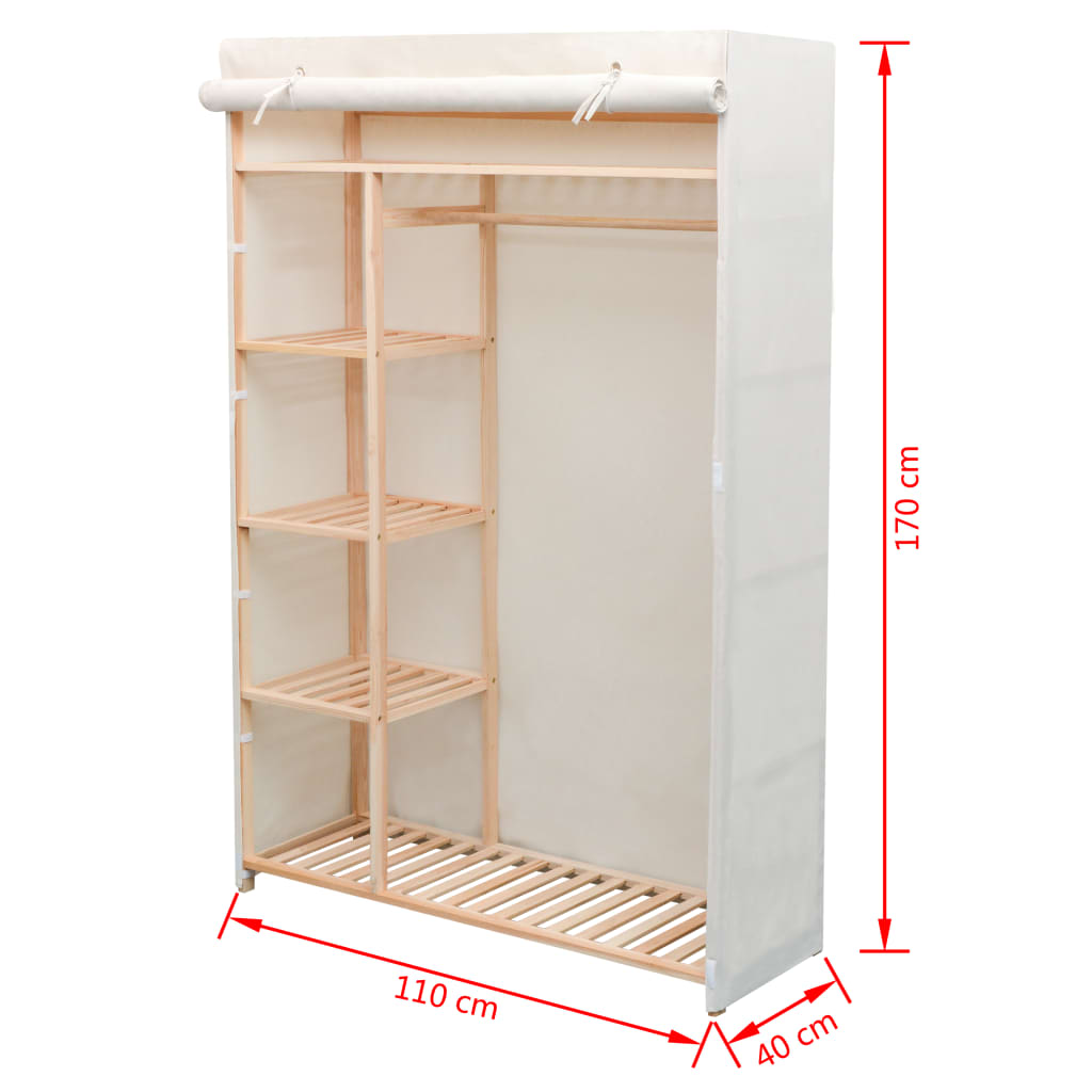 Armadio in Stoffa e Legno di Pino 110x40x170 cm - homemem39