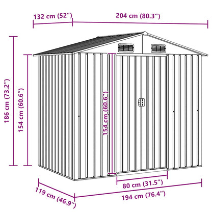 Gray Metal Tool Shed 204x132x186 cm