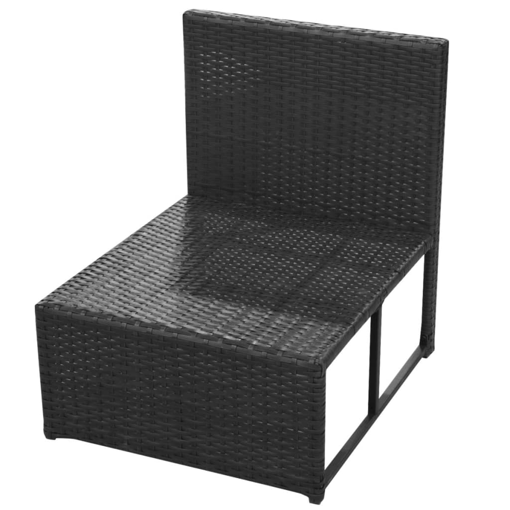 Set Mobili da Giardino con Cuscini 8 pz in Polyrattan Nero - homemem39