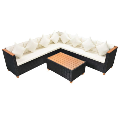 Set Divani da Giardino 5 pz con Cuscini in Polyrattan Nero - homemem39