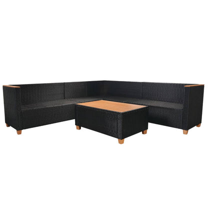 Set Divani da Giardino 5 pz con Cuscini in Polyrattan Nero - homemem39