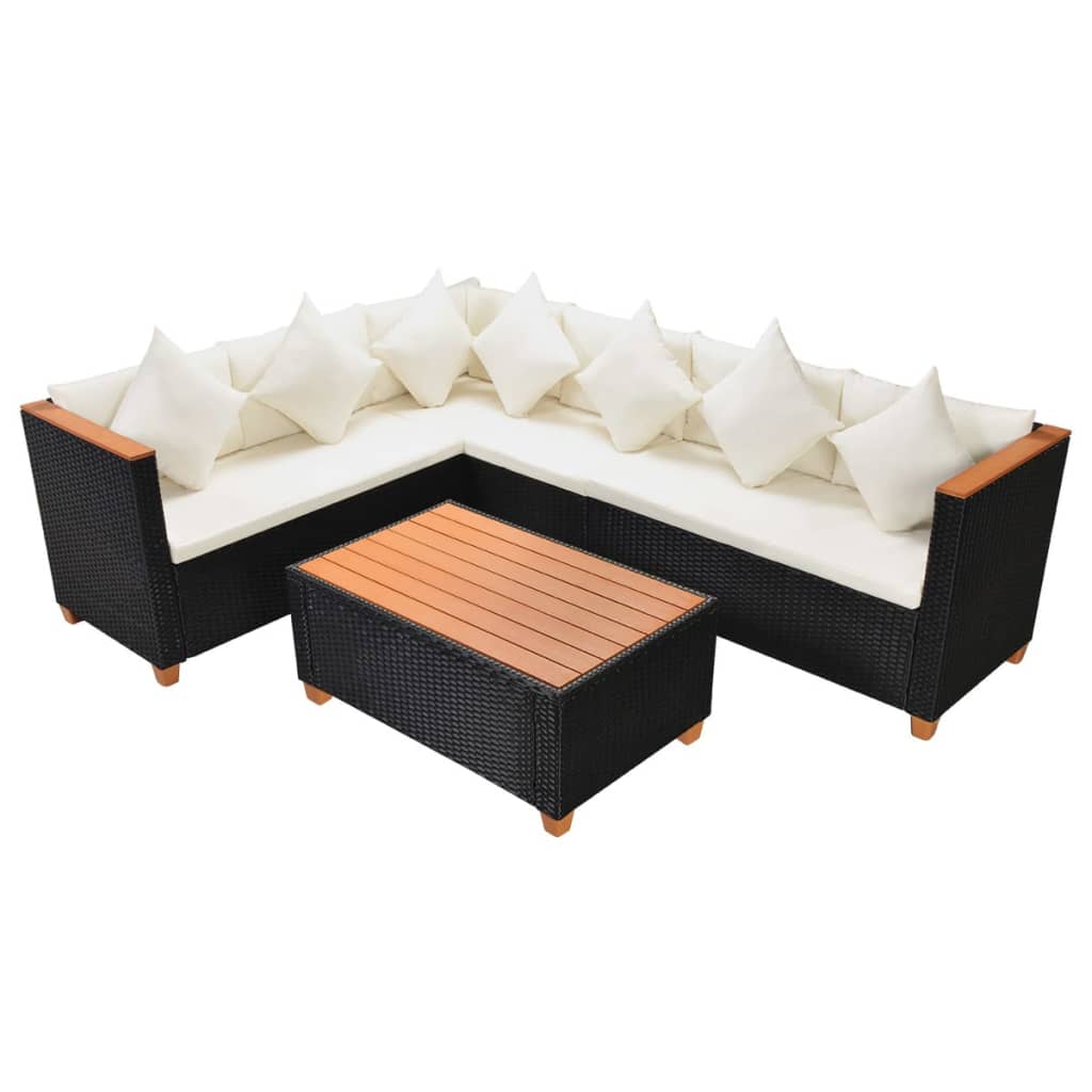 Set Divani da Giardino 4 pz con Cuscini in Polyrattan Nero - homemem39