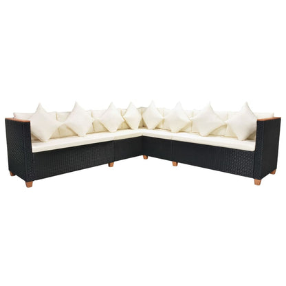 Set Divani da Giardino 7 pz con Cuscini in Polyrattan Nero | homemem39