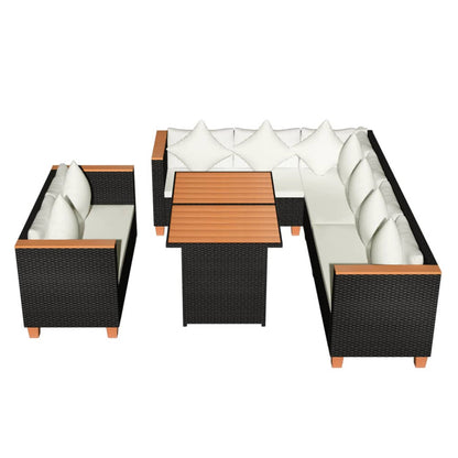Set Divani da Giardino 5 pz con Cuscini in Polyrattan Nero | homemem39