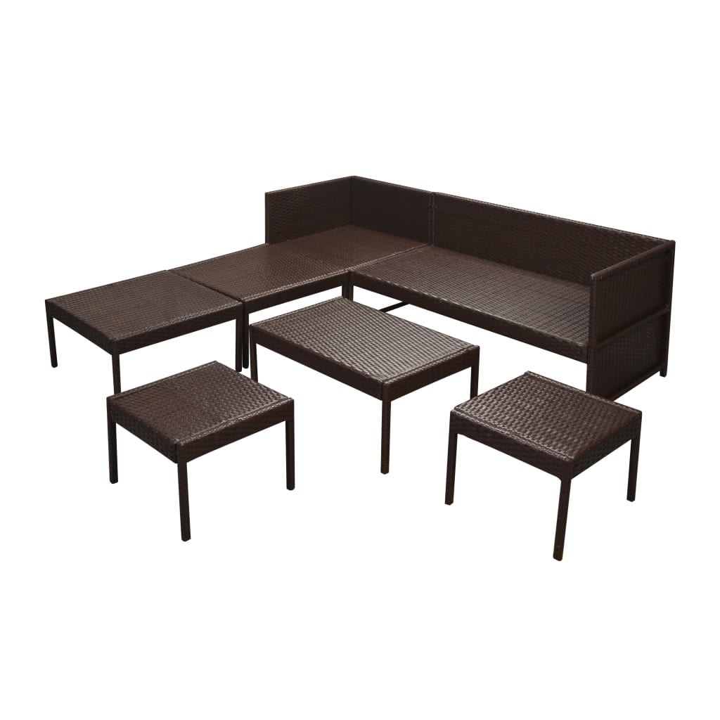 Set Divani da Giardino 6 pz con Cuscini in Polyrattan Marrone - homemem39