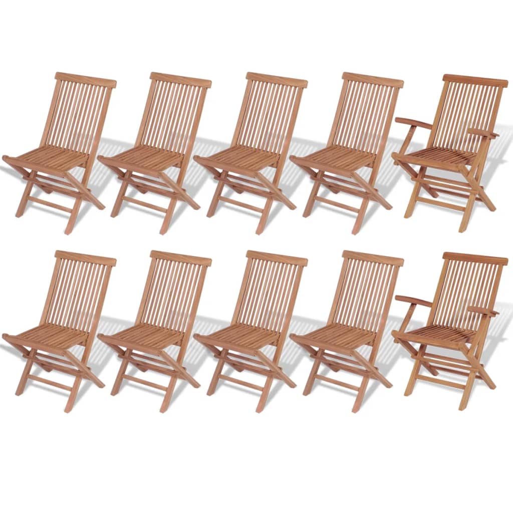 Set da Pranzo Giardino 11 pz Sedie Pieghevoli Massello di Teak - homemem39