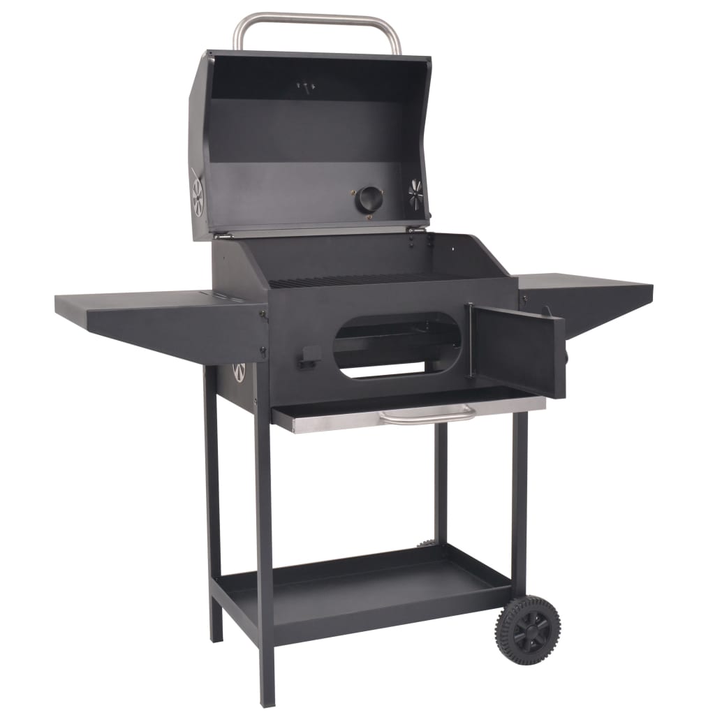 Barbecue a Carbonella con Ripiano Inferiore Nero - homemem39