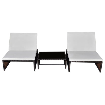 Sedie da Giardino Reclinabili 2 pz con Tavolo Polyrattan - homemem39