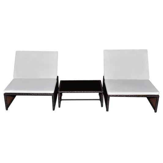 Sedie da Giardino Reclinabili 2 pz con Tavolo Polyrattan - homemem39