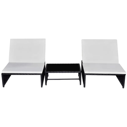 Sedie da Giardino Reclinabili 2 pz con Tavolo in Polyrattan