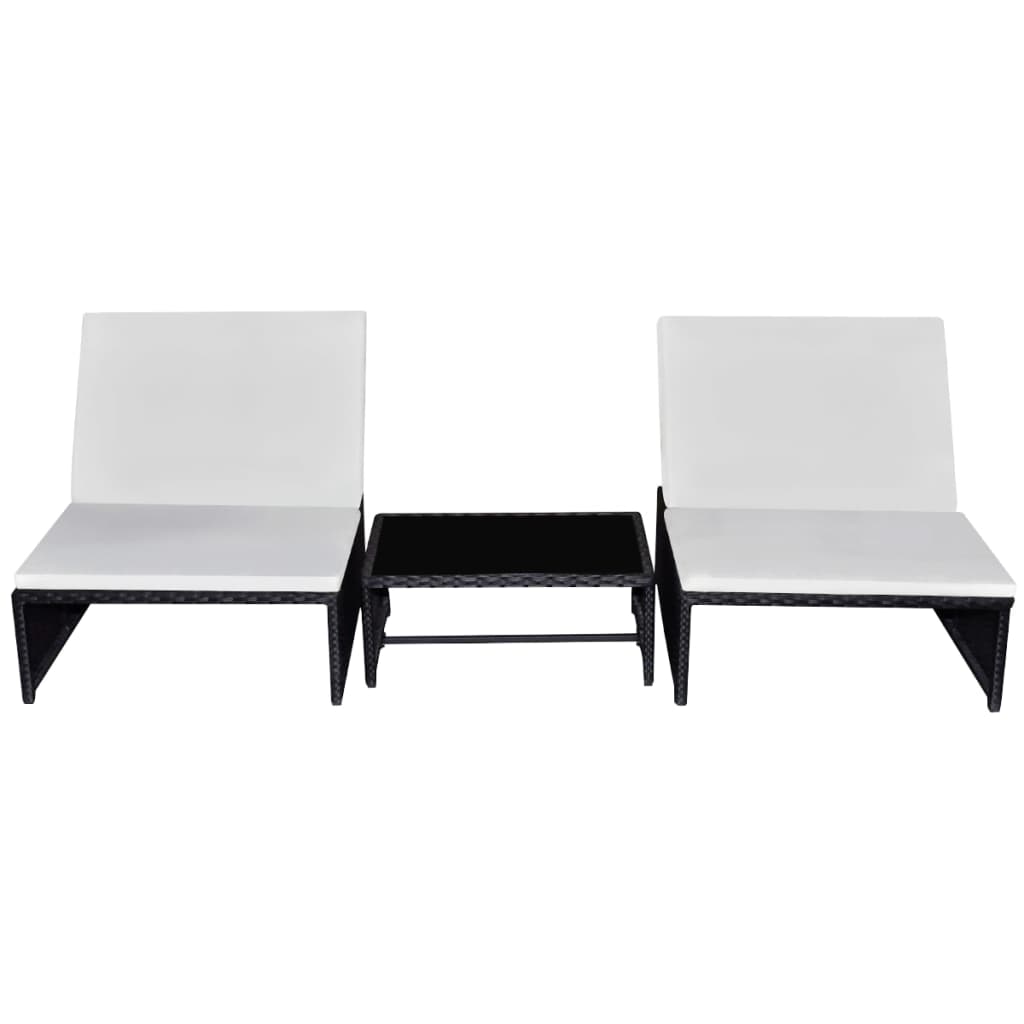 Sedie da Giardino Reclinabili 2 pz con Tavolo in Polyrattan - homemem39