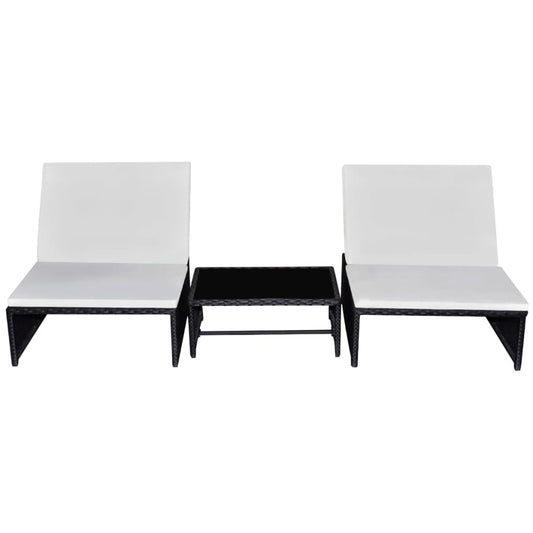 Sedie da Giardino Reclinabili 2 pz con Tavolo in Polyrattan - homemem39