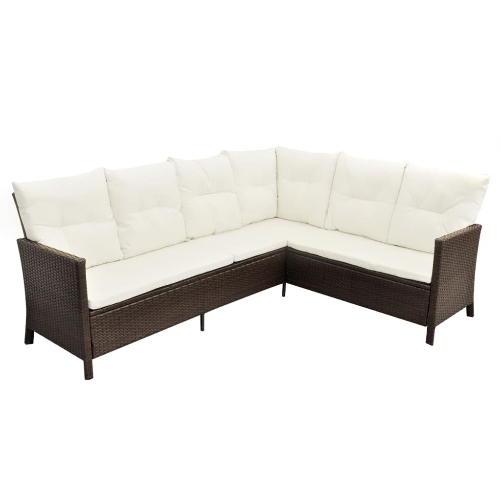 Set Divani da Giardino 4 pz con Cuscini in Polyrattan Marrone | homemem39
